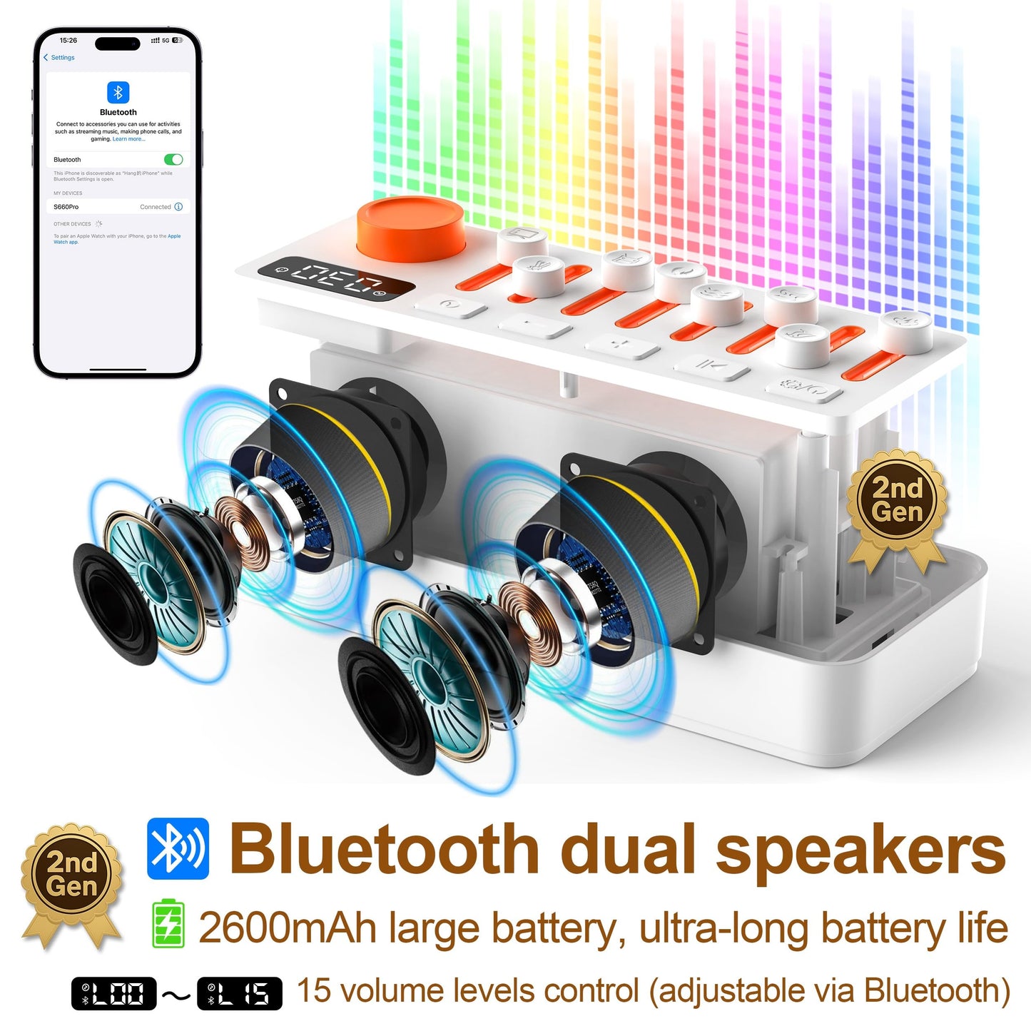 TMEHM 3-in-1 Sleep Sound Machine with 8 Mixable Nature Sounds, Portable Bluetooth Speaker & 12-Color Night Light, White Noise, Sleep Timer & Breathing Exercises for Babies, Kids, and Adults