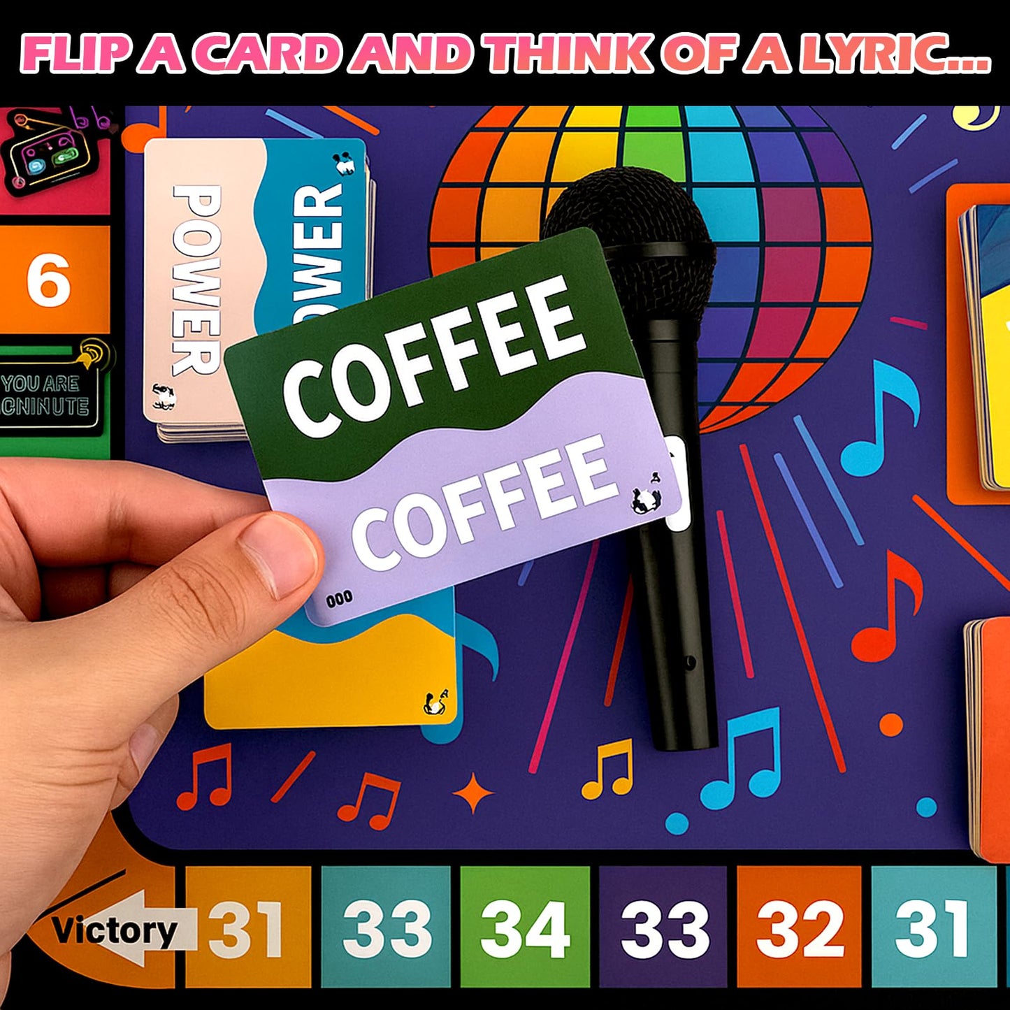 BSRESIN Music Grab The Games, Family Karaoke Board Game 2-10 Players, Fun Family Bad Singers Card Games with 300 Lyrics (150 Cards) for Adult Hilarious Game Night & Music Lovers