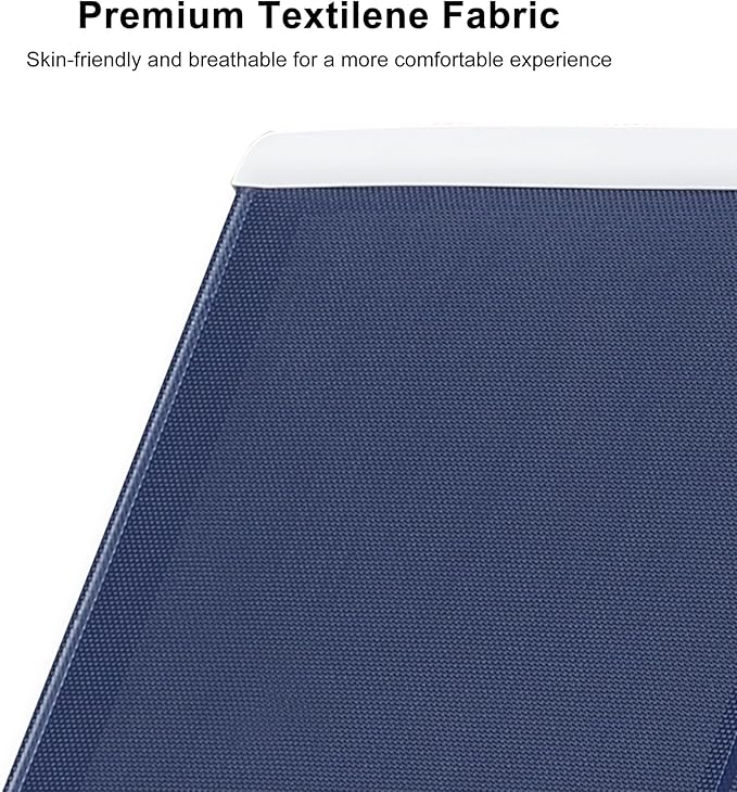 PURPLE LEAF Patio Chaise Lounge Chair Set Outdoor Plastic Textilene Lounger with Side Table 6 Adjustable Positions Sun Bathing Tanning Recliner for Pool Outside Beach in-Pool Lawn Poolside, Navy Blue
