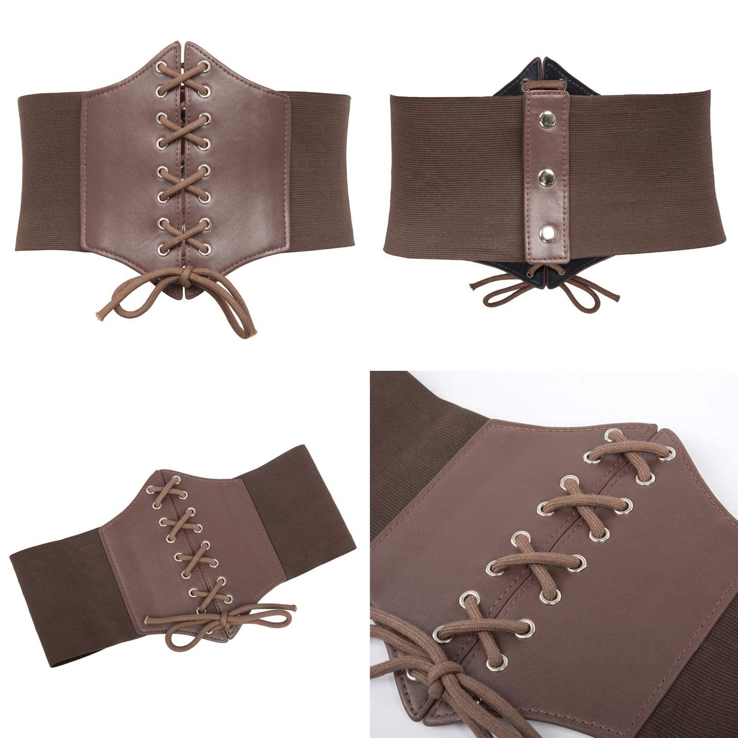 GRACE KARIN Medieval Victorian Costume Dress Corset (L,Black+Coffee)