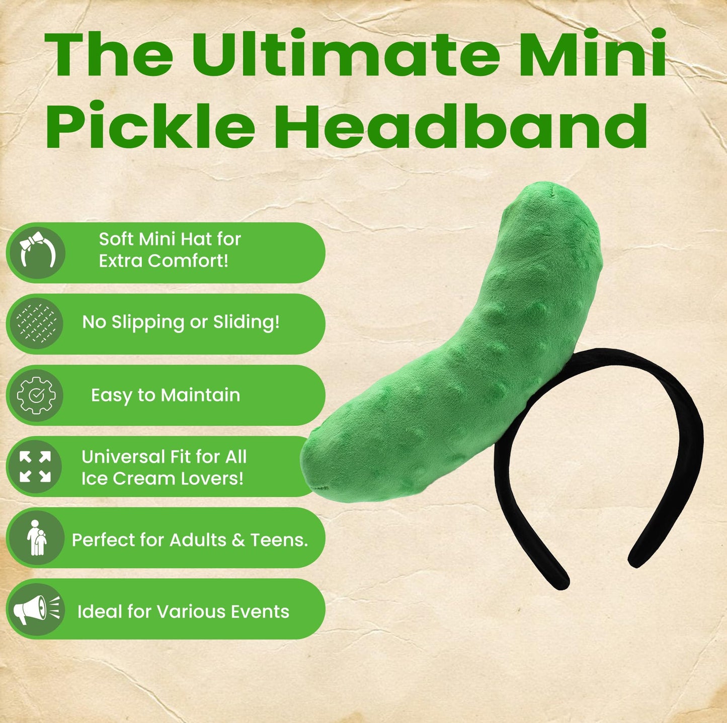 Nicky Bigs Novelties Adult Fun Mini Pickle Hat Cucumber Fruit Headband Novelty Food Hat Vendor Costume