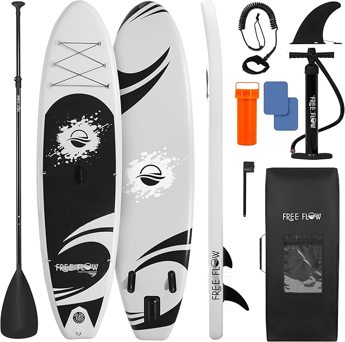 SereneLife Stand Up Inflatable Paddle Board with Premium SUP Accessories – Wide Stable Design with Non-Slip EVA Deck Pad f...
