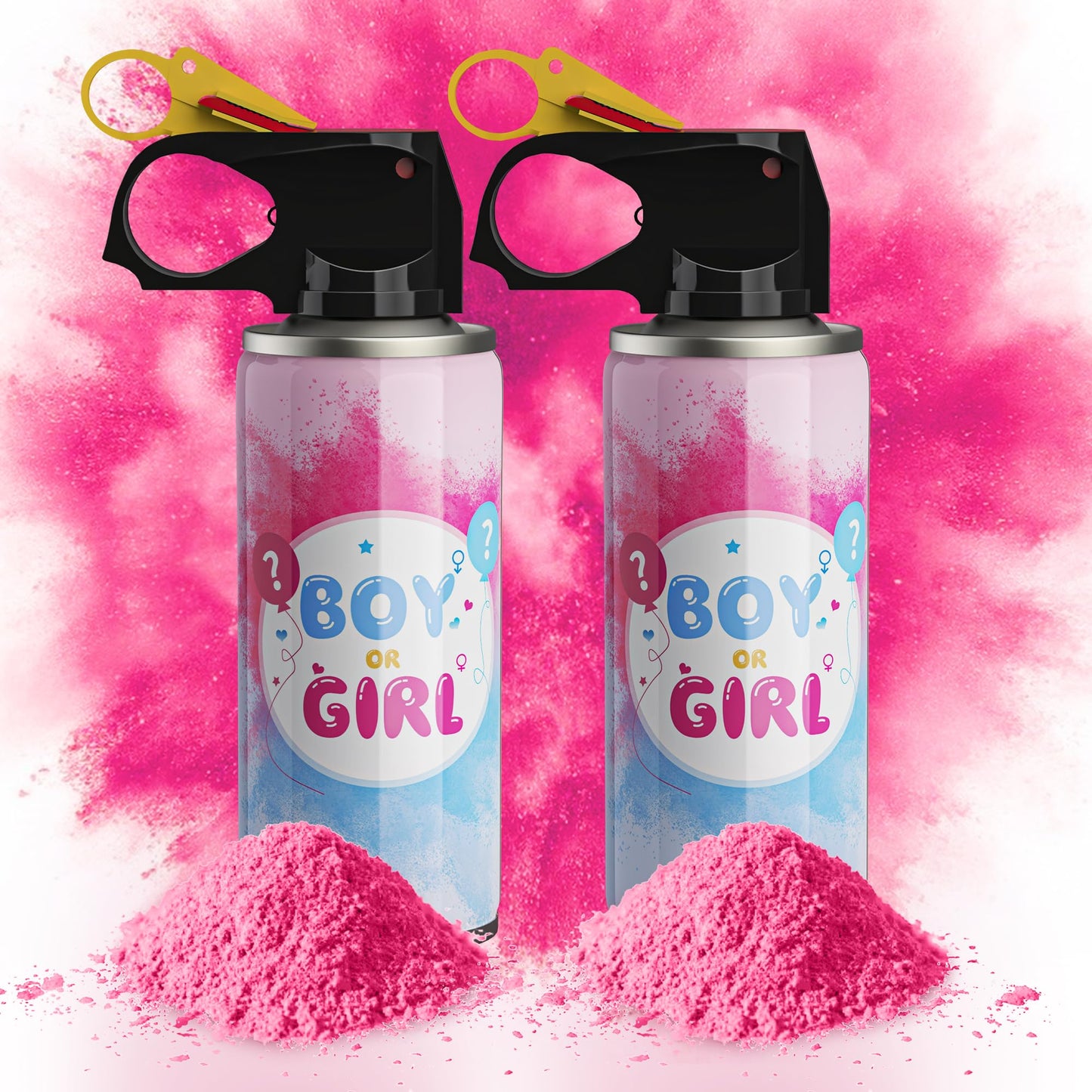POPUPARTY Gender Reveal Fire Extinguisher Color Blasters, 2 Pink Blasters for Baby Girl Gender Reveal