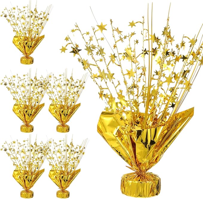 6 Pcs Metallic Foil Spray Centerpiece Star Table Decoration Gold Centerpieces Decors with Star Burst Table Centerpieces fo...