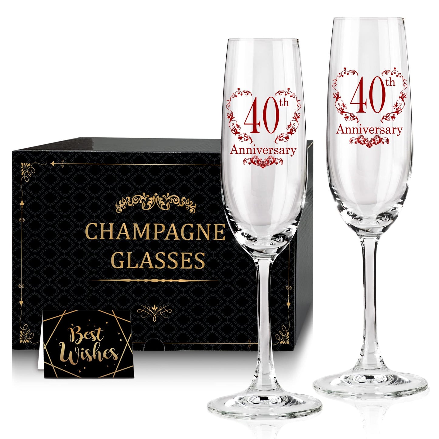 Tom Boy 40th Anniversary Champagne Flutes, 40th Wedding Anniversary Couple Gifts, Wedding Anniversary Champagne Flutes Glasses Set of 2, Couples gifts, Anniversary 40th Gifts for Parents