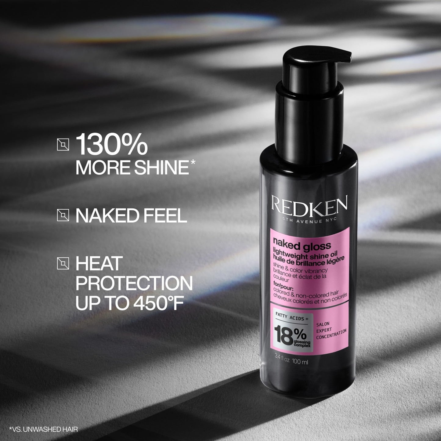 Redken Naked Gloss Shine Oil - Adds Shine, Protects from Heat Damage and Controls Frizz, Infused with Omega-9, Lightweight Formu