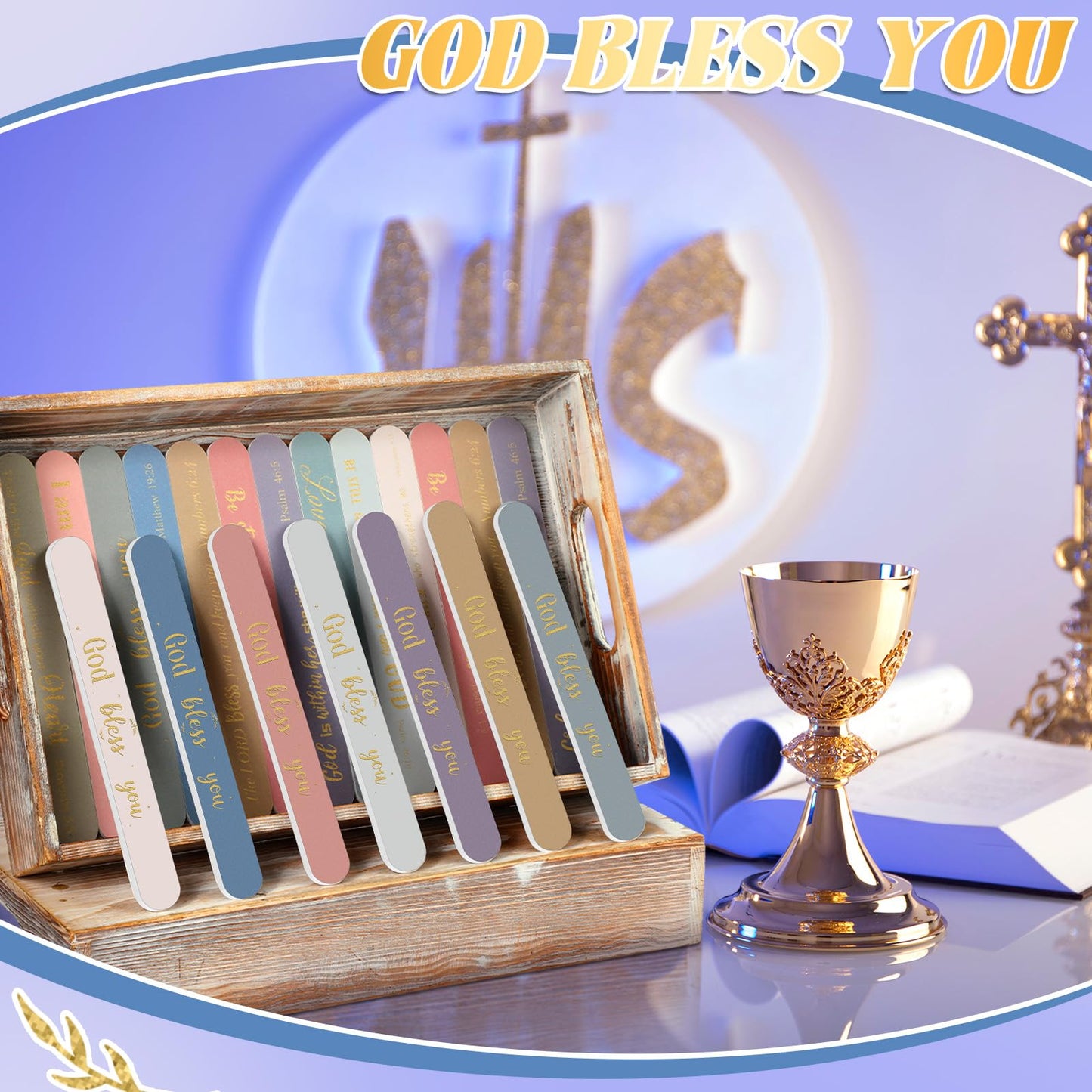 Lanties 50 Pack Christian Gifts for Women Bulk Bible Verse Scripture Nail Files Christian Religious Party Emery Boards Employee