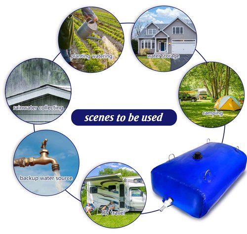 BEXRUO 760 L/200 Gallon Water Bladder Tank, Blue Portable RV Water Tank, Large Capacity Water Storage Bladder for Camping, Garden, Emergency, Outdoor Sports