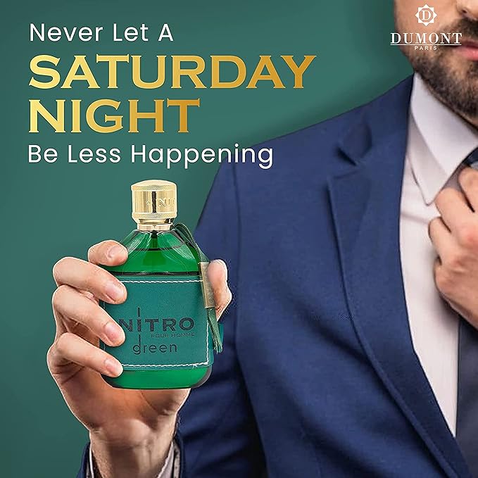 Dumont Nitro Green Eau De Parfum - Vibrant Weekend Fragrance - 3.4 Fl Oz