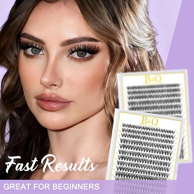 B&Q Lash Clusters 280PCS Natural Eyelash Clusters 40D D 10mm Individual Lash Wispy Eyelash Extension with Soft Thin Band Classic Look Pestañas Postizas Comfortable DIY at Home(40D-D-10mm)