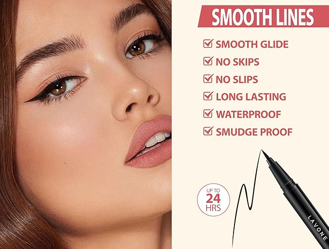 LAVONE Hair-Like Eyebrow Pen Makeup kit, Eyebrow Pencils for Women with Waterproof Microblading Eyebrow Pencil, Eyebrow Pomade, Eyeliner and Eyebrow Brush, Create Full, Natural Brows, Black