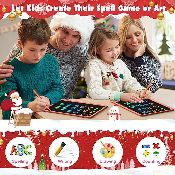 FLUESTON LCD Writing Tablet, Doodle Board Toys Gifts for 3-8 Year Old Girls Boys, 10 Inch Colorful Electronic Board Drawing Pad for Kids, Christmas Gifts for Toddler Educational Learning Travel,Orange