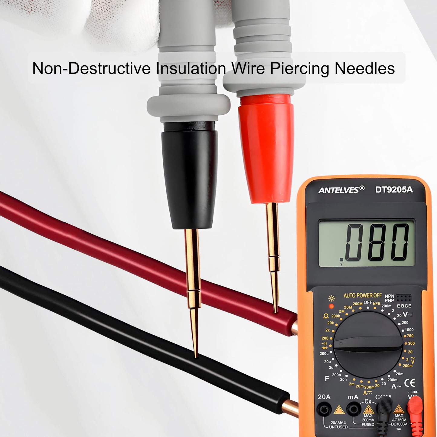 Test leads 1000V 20A Ultra-Sharp Gold-Plated Test Probe Lead for Multimeter Meter Test lead, 40.5 inch / 103 cm, multimeter test leads for Fluke/AstroAI/INNOVA/Klein Multimeter Electronic Clamp tester