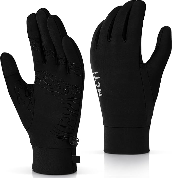 MCTi Lightweight Gloves Liners for Men Women, Touch Screen Gloves with Conductive Microfiber, Palm Silicone, for Running D...