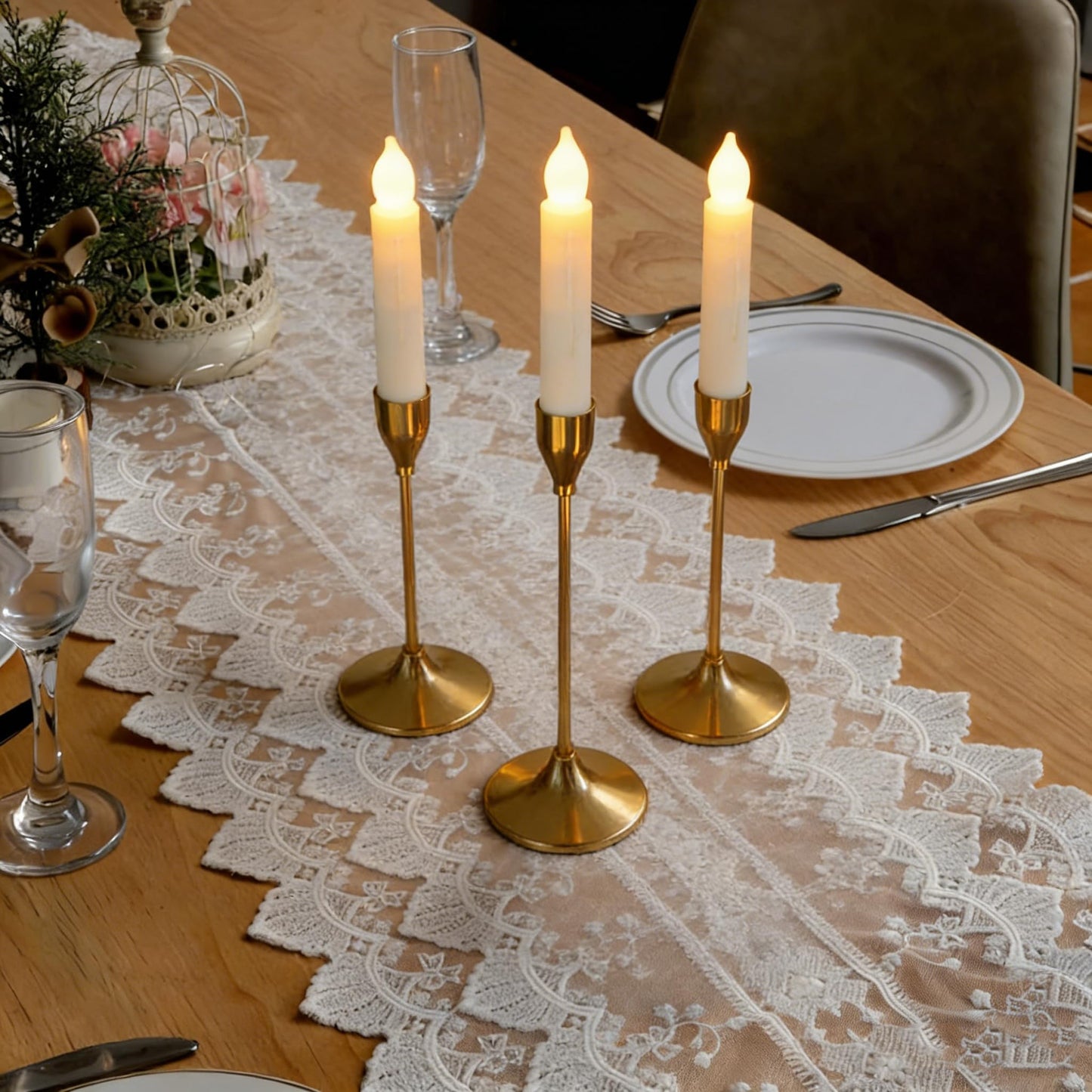 MUMCHASI 24 Packs Flameless Taper Candles Battery Operated Candlestickes Electric LED Candles Flickering Christmas Candlesticks Warm Yellow Light Party Home Decor H: 6 inches No Remote