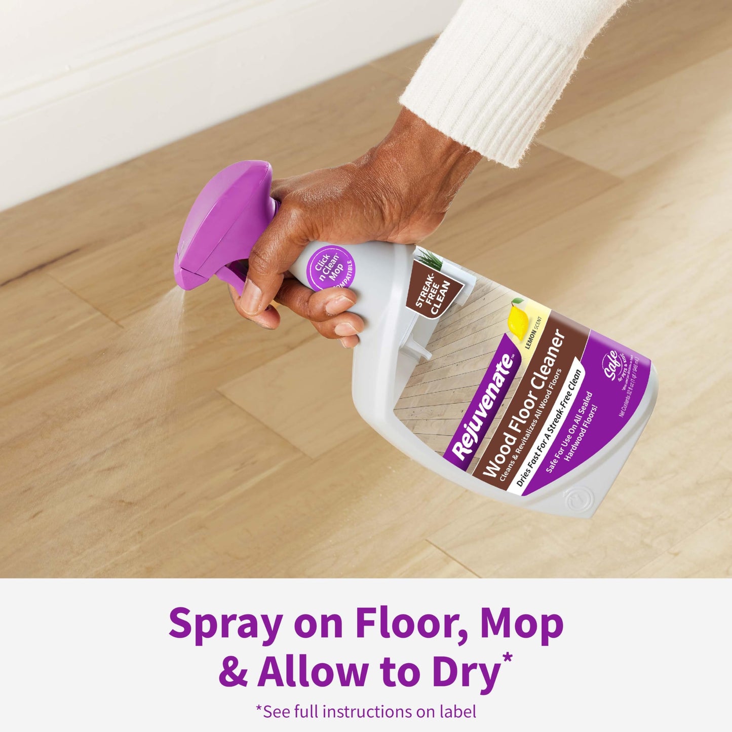 Rejuvenate Wood Floor Cleaner Refill, 1 Gallon, Cleans and Protects All Sealed Hardwood Floors and Dries Fast for a Streak-Free Clean