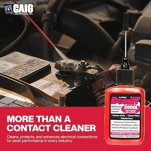 DeoxIT D100L-25C Contact Cleaner with Precision Needle & Brush – Cleans, Deoxidizes, Lubricates & Protects – Electronic Contact Cleaner for Audio, Automotive, Electrical, Marine & More