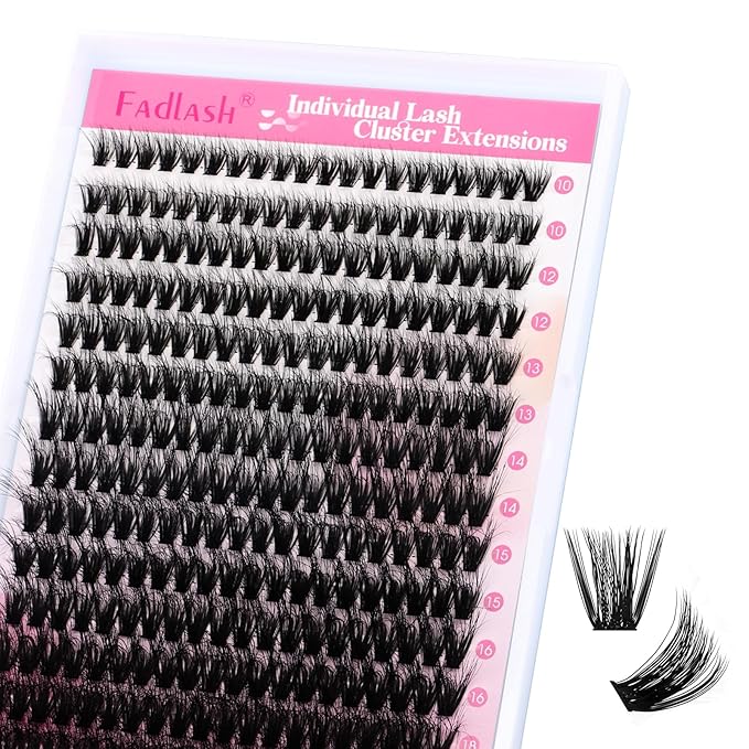 Lash Clusters 80D 255pcs 10-18mm Mixed Tray 3D Effect Fluffy Cluster Lashes D Curl Wispy Individual Lashes False Mink Eyelashes DIY Flat Lash Extension Individual Lashes Cluster (80D-0.07-D,10-18mm)