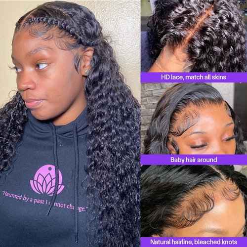 13x4 Deep Wave Lace Front Wigs - Pre Plucked 180 Density - 20 Inch Human Hair Wig