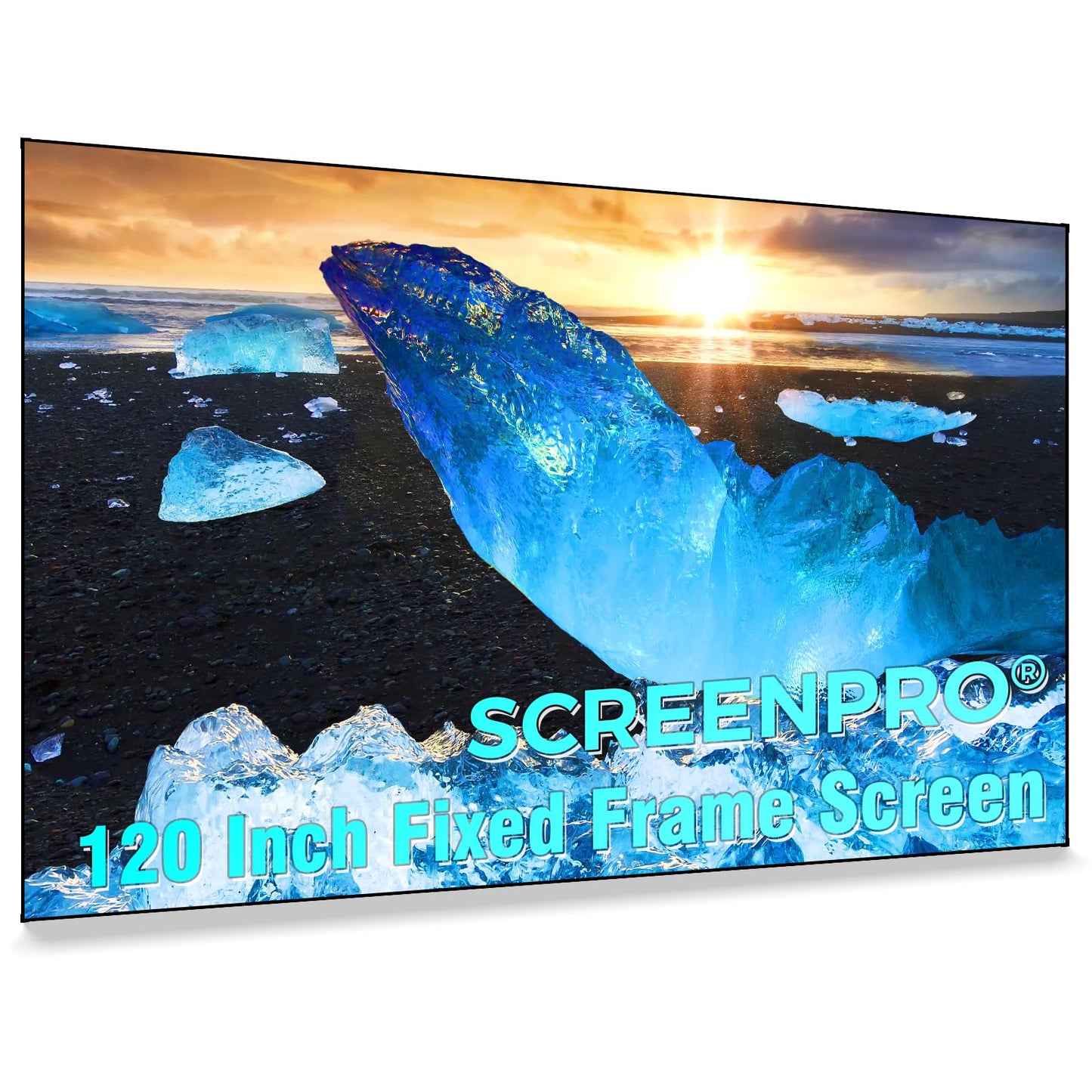 SCREENPRO Anti-Speckle Projection Fabric, 120 Inch Ultra-Narrow Bezel with Seamless 3C Fabric, for RGB Laser, UST, Dimly Light Home Theaters, Long Throw Triple Laser 4K/8K Resolution Projectors