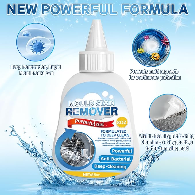 Stain Remover Gel,8 Fl Oz Washing Machine Cleaner for Grout Caulk, Bathroom, Shower, Bathtub, Refrigerator Cleaning Solution, Front Load Washer Gasket, Grout Cleaner