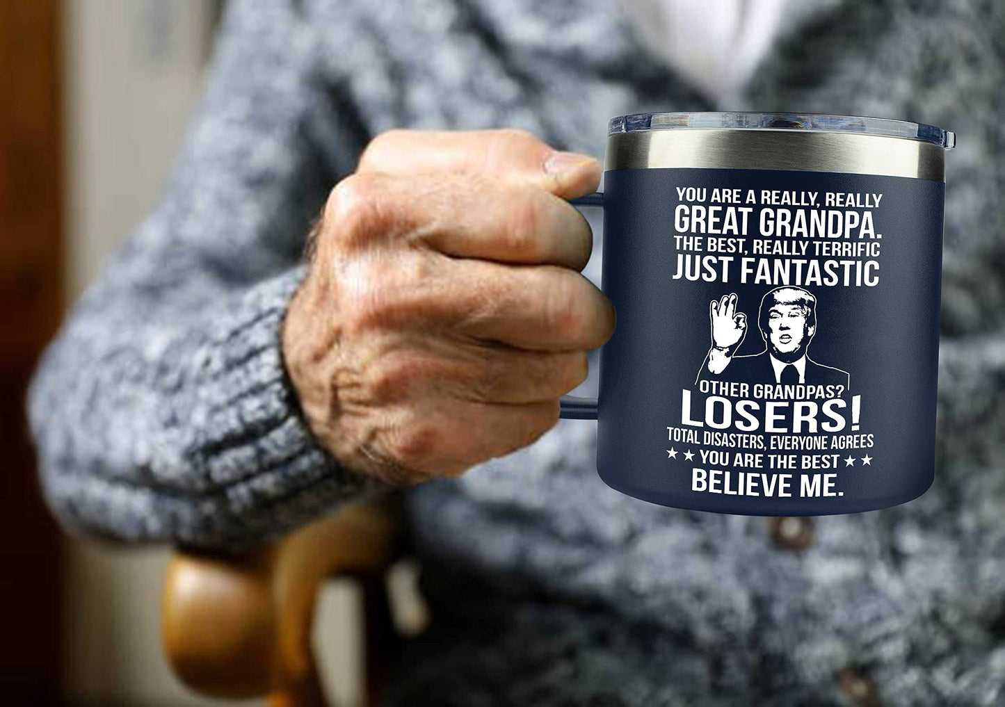 Gifts for Grandpa from Granddaughter, Grandson, Grandchild on Christmas- Grandpa gifts for Christmas - Grandparents Gifts - Birthday Gifts for grandpa -14oz Stainless Steel Mug - Insulated