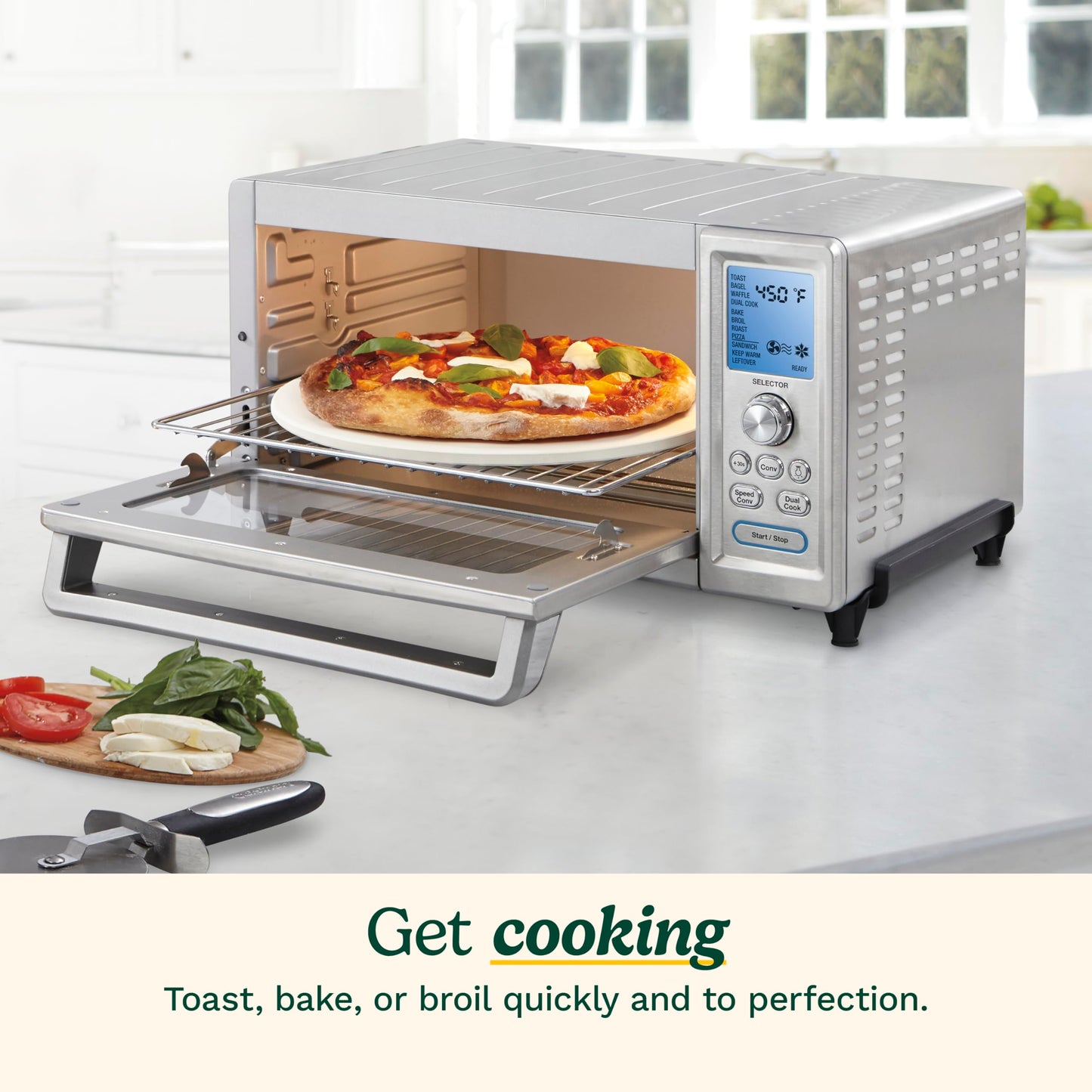 Cuisinart Chef’s Convection Toaster Oven, 1800-Watt Electric Oven with 15 Cooking Functions, Fits 13" Pizza, 9"x13" Baking Pan, and Full-Size Chicken, Nonstick Interior, TOB-260N1NAS, Stainless Steel