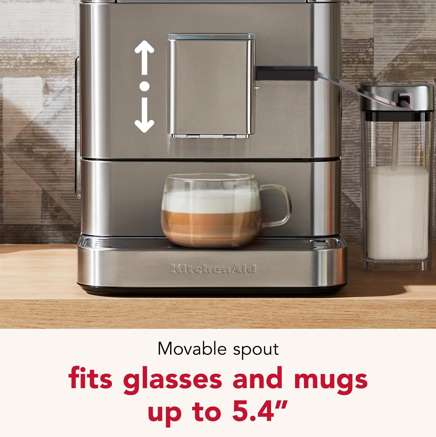KitchenAid Fully Automatic Espresso Machine KF8 with Milk Attachment and Plant Based Milk Options, KES8558SX, Stainless Steel