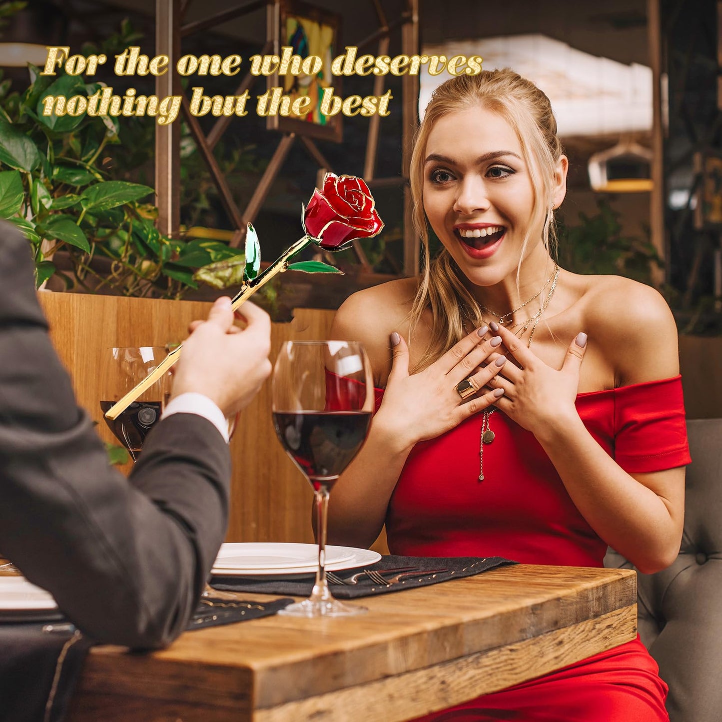 Mikasol Real 24K Gold Dipped Realistic Rose – Timeless Lifelike Bloom with Heart Puzzle Base – Romantic Red Flower Gift for Her, Wife, Girlfriend, Mom – Birthday, Anniversary, Mother’s Day (Red)