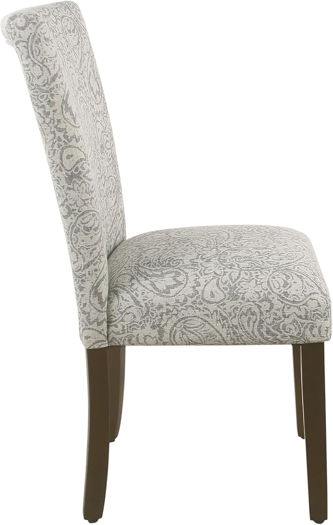 HomePop Parsons Classic Upholstered Accent Dining Chair, Set of 2, Gray and Cream