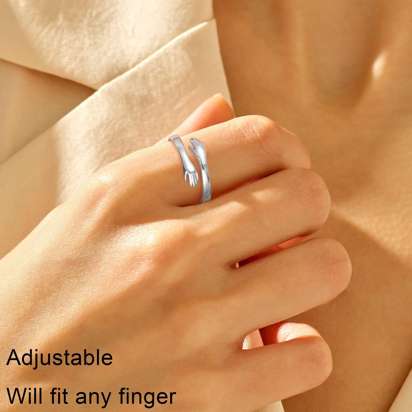 Yesteel Birthday Gifts for Girlfriend Wife, Jewelry Ring for Girlfriend Wife, Sterling Silver Hug Ring