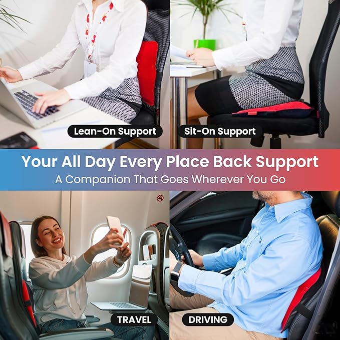 AJUVIA Back Vitalizer Lumbar Support Pillow | 3000+ Doctor Trusted Ergonomic Pillow Support for Office Chair, Home & Car | 3 Second Pain Relief, Better Posture, Sciatica & Lower Back Relief
