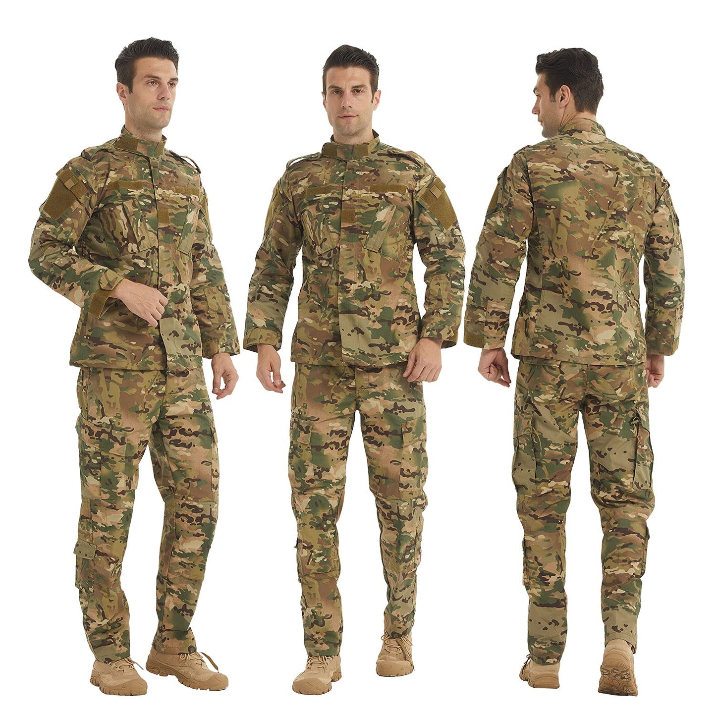 LANBAOSI Men's Tactical Jacket and Pants Military Hunting ACU Uniform 2PC Apparel Suit