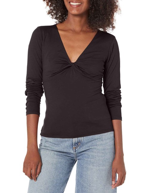 Velvet by Graham & Spencer Women's Brenda Gauzy Whisper Novelty Top, Black, X-Large