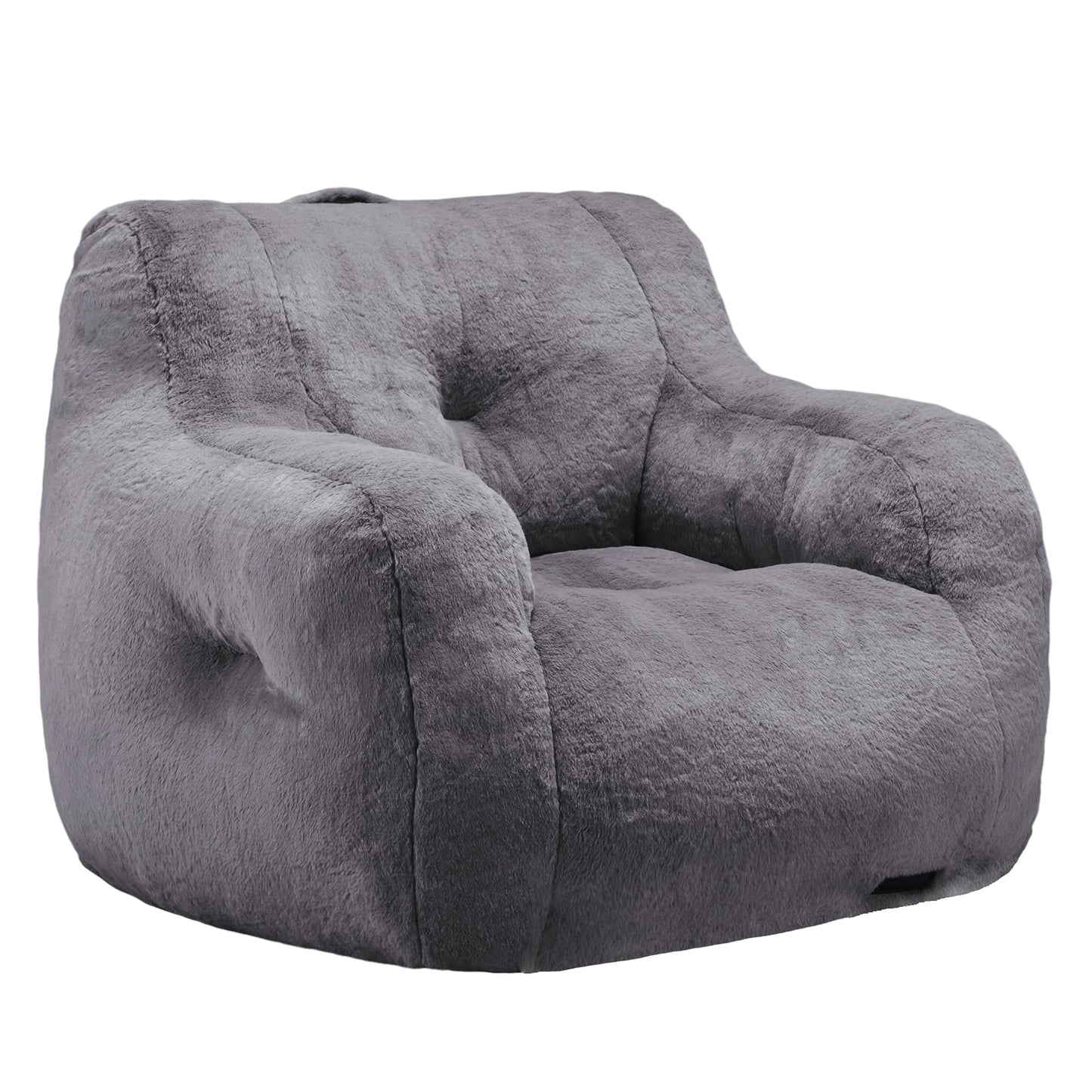 Hobestluk Bean Bag Chair for Adult Small Bean Bag Chairs with Arms Furry Beanbag Chair with Foam Filler Stuffed Bean Bag Sofa for Reading in Bedroom Living Room and Dorms(Grey)