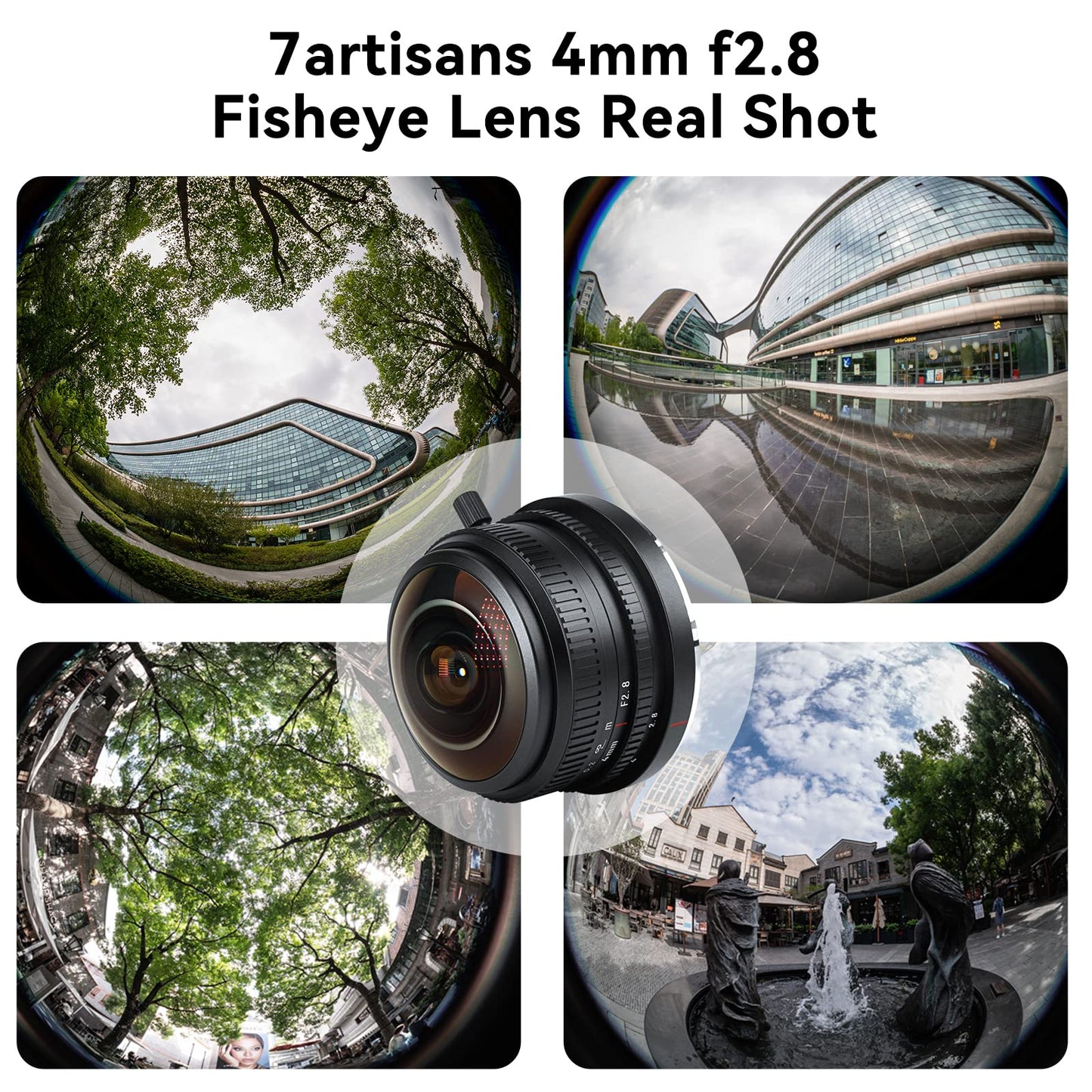 7Artisans 4mm F2.8 Fisheye Ultra Wide Angle Lens Manual Focus Prime Lens Compatible for Fujifilm FX Mount Mirrorless Camera X-T1 X-T2 X-T3 X-T20 X-T30 X-E1 X-E2 X-E3
