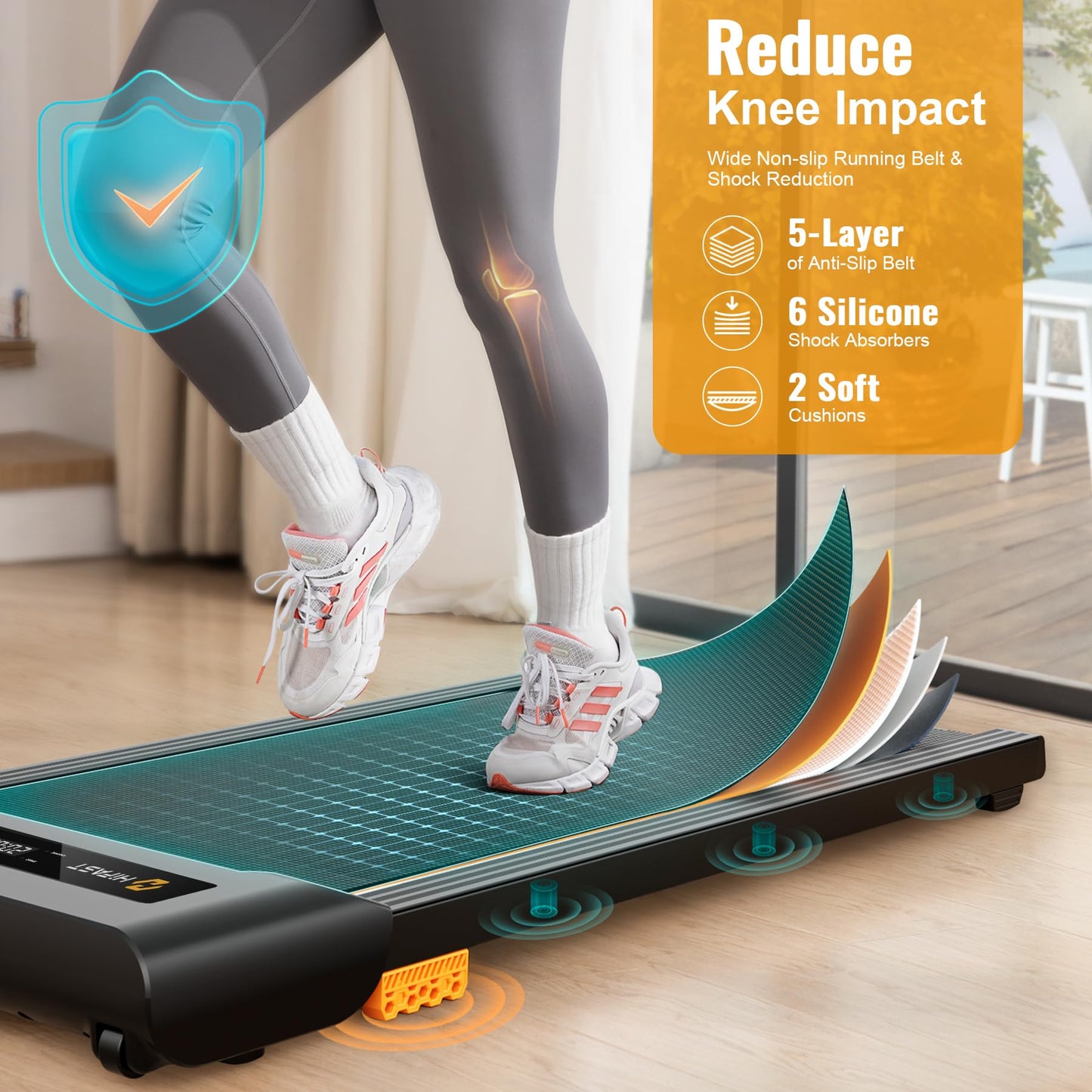 HiFast Walking Pad, 2.5HP Under Desk Treadmill for Home Office, 300 Lbs Capacity Portable Treadmills with Remote Control & LED Display, 2 in 1 Treadmill for Walking Jogging and Running