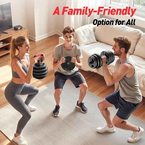 Adjustable dumbbell set, 20lbs Free Weights set with upgraded nut, 4 in 1 Weight Set Used as Kettlebells, Barbell, Push up Stand, Fitness Exercise for Home Gym Suitable Men/Women
