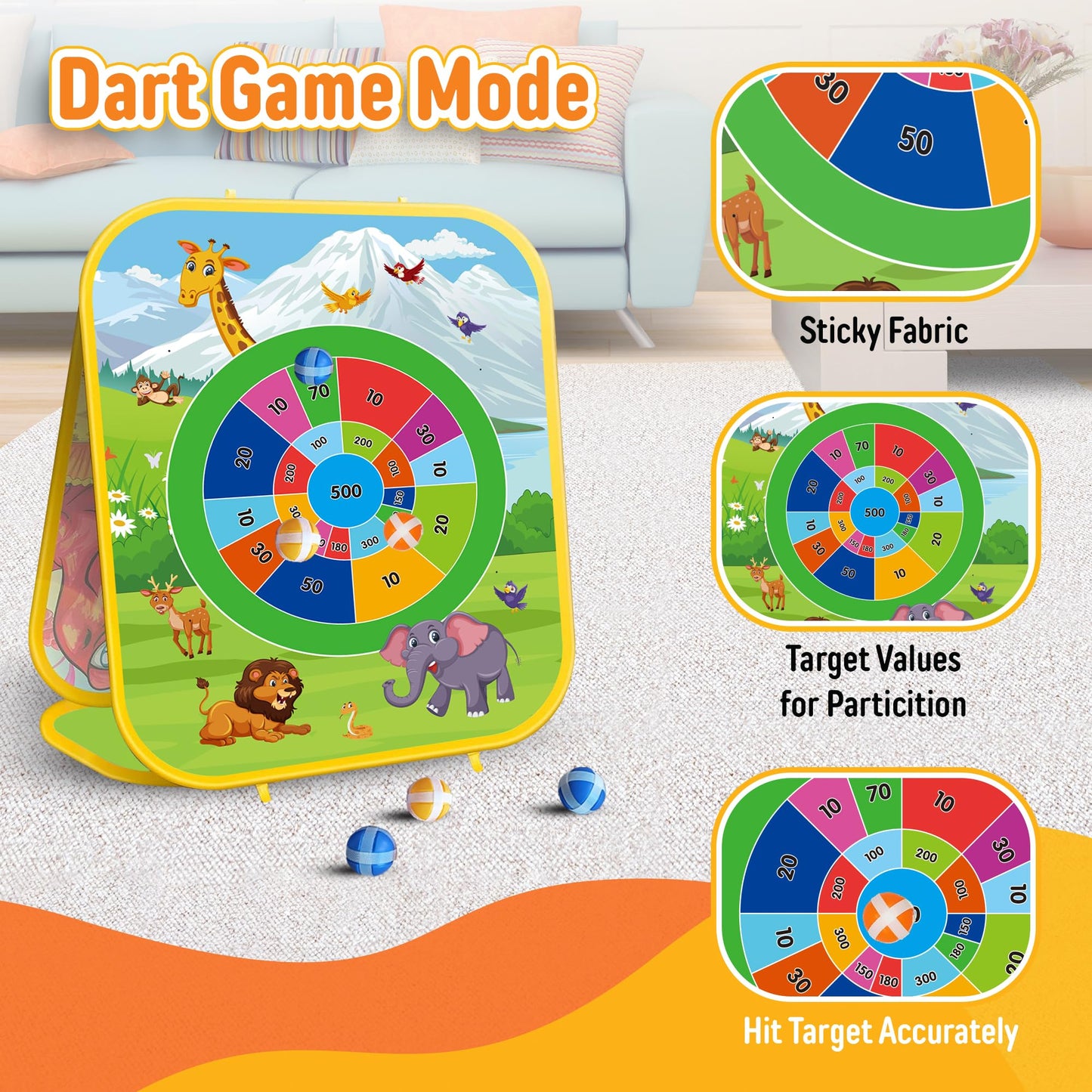 ARS Sports Animal Bean Bag Toss Game Kids Outdoor Toys, Family Party Games for Kids, Double-Sided Foldable Cornhole Board, Outside Lawn Party Toy, Birthday Gift for Boys Girls Toddler Age 3 4 5 6 7 8