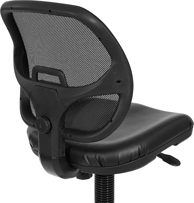 Office Star DC Series Deluxe Breathable Mesh Back Ergonomic Drafting Chair with Lumbar Support and Adjustable Footring, Black Vinyl