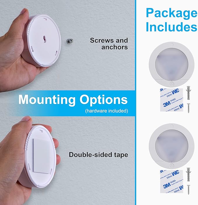 GE Touch Activated LED Puck Lights, 20 Lumens, White, 25434