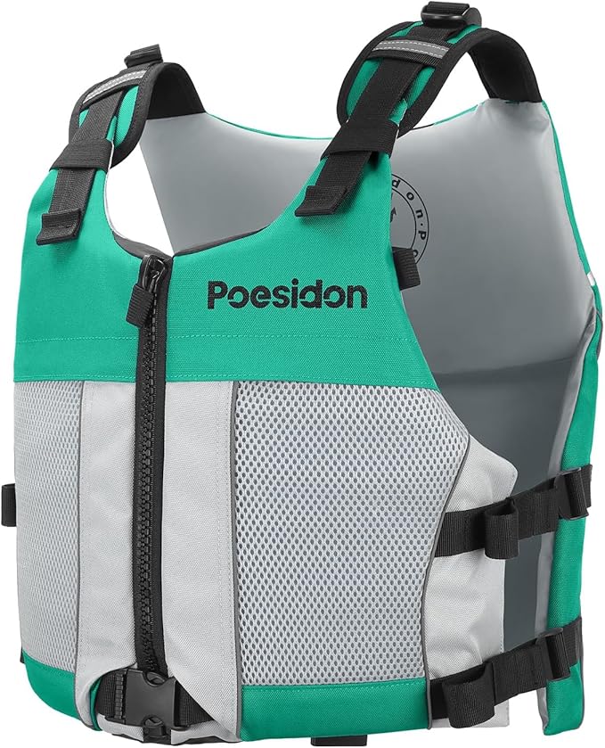 Poseidon Adjustable Water Safety Life Jacket - Classic Unisex Design with Front/Rear Storage Compartments for Multiple Wat...