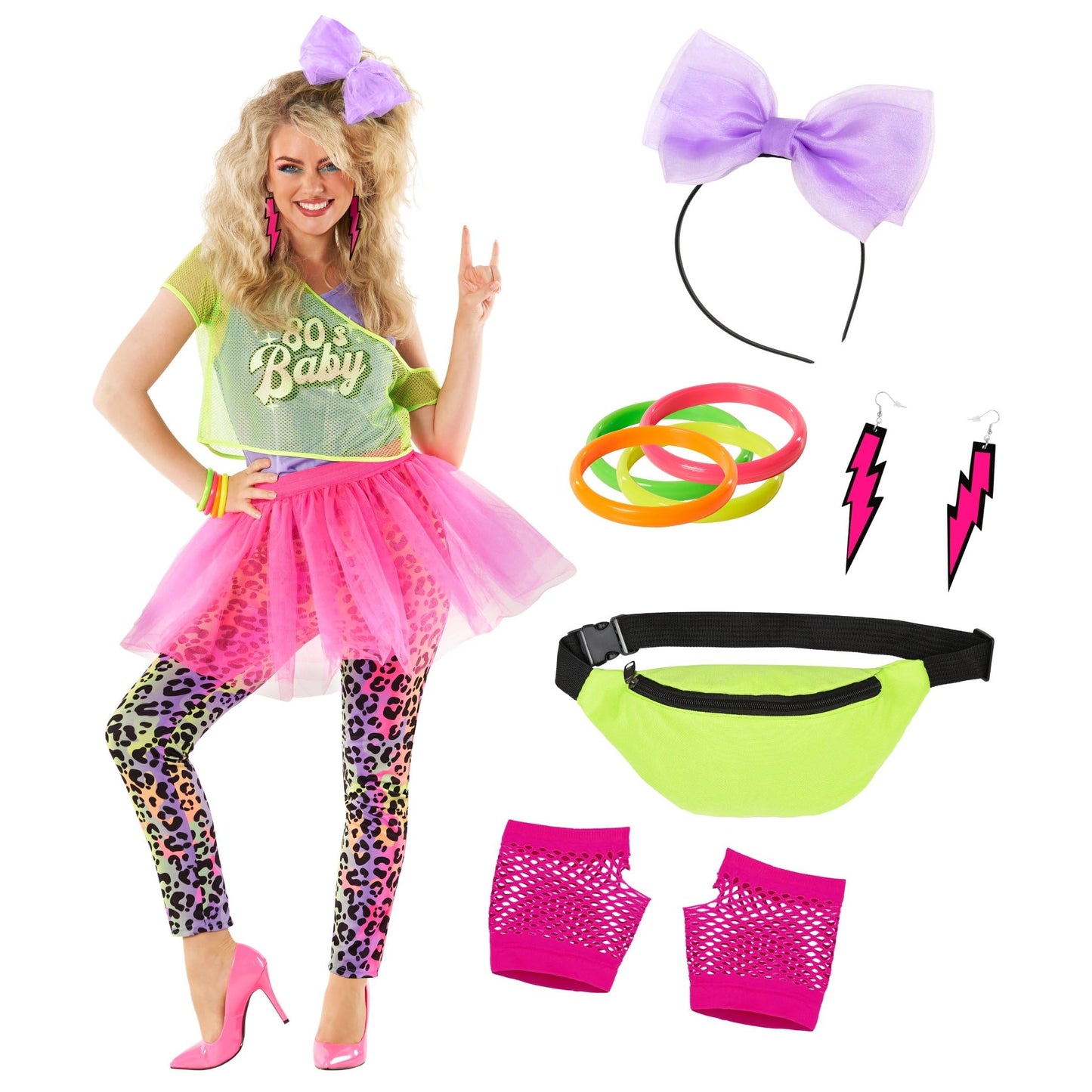 Morph 80s Outfit for Women 80s Costume Decades Day Outfits Womens 80 s Outfit for Party Halloween Disco Costume, 2X-Large