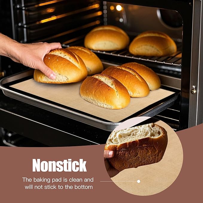 3-Pack Non-Stick Silicone Baking Mat, Food Safe Silicone Mats for Baking Cookies and Macarons - Silicone Baking Sheet(Black)
