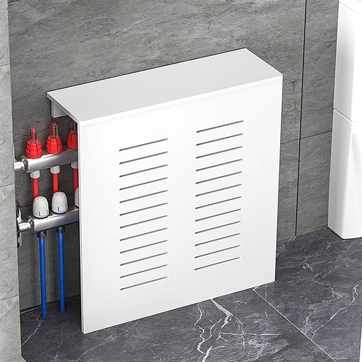 Modern 3-sided Radiator Cover Heating Cabinet Shelf Heater Cover for Old Radiators Bathroom Floor Cabinet Home Radiator Shelf Need to be placed against the wall for Living Room/Bedroom/Kitchen(19.7*23