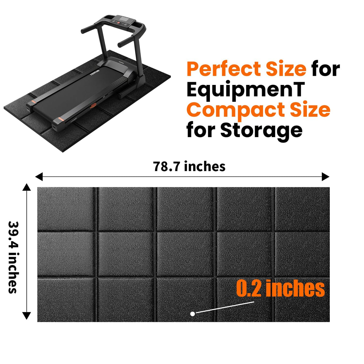 Treadmill Mat for Carpet Floors 79x39,0.2“Thick Treadmill Mat for Hardwood Floors,Mat for Under Treadmill/Fitness Equipment on Carpet,Waterproof, Noise Shock Absorption