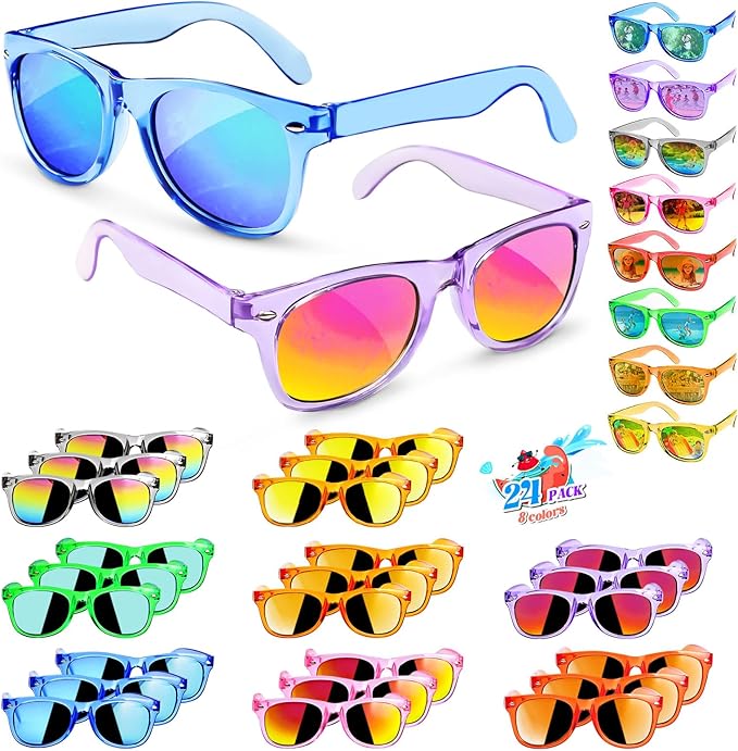 GKTZ Kids Sunglasses Party Favors - Boys Girls Age 3-8 Birthday Goodie Bags Stuffers, Neon Sunglasses with UV 400 Protecti...