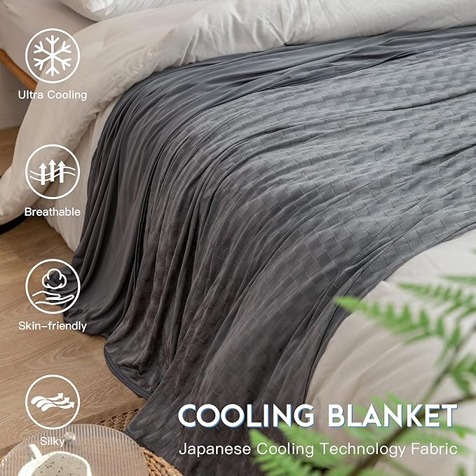 AmyHomie Cooling Summer Blanket with Double Sided Cold Effect, Breathable, Lightweight, Arc-Chill Q-Max>0.5 Cool Fiber, for Hot Sleepers