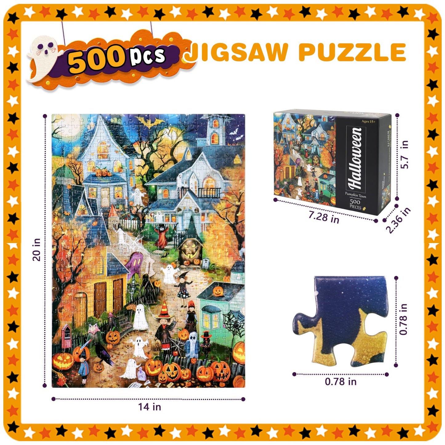 Halloween Puzzles 500 Pieces for Adults,Halloween Pumpkin, Ghost Theme Jigsaw Puzzles Decoration,Creative Play & Holiday Party Gifts Artwork Wall Home Decor
