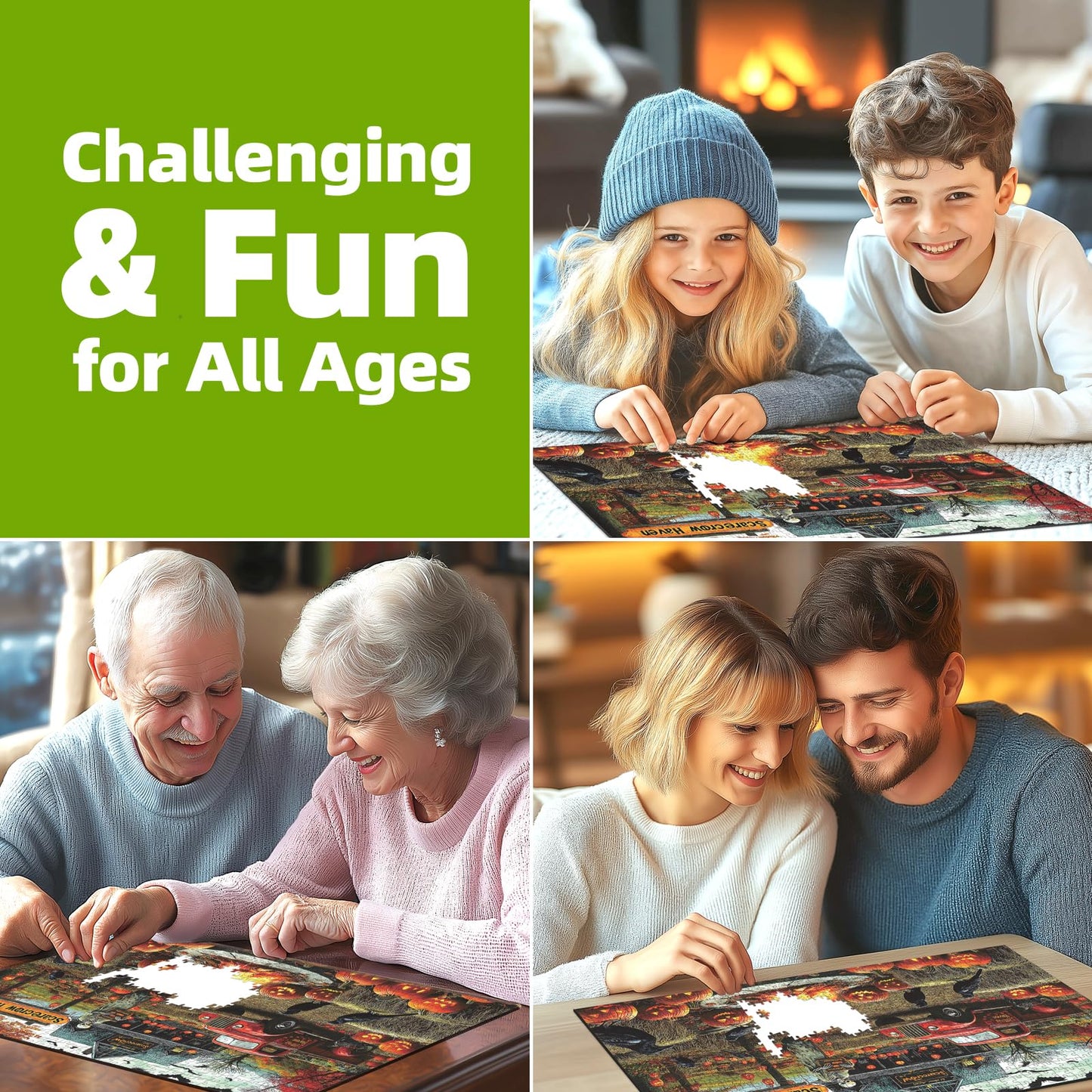 Halloween 1000 Piece Puzzles for Adults, Autumn Ghost Scarecrow for Adults Puzzle, Hard Challenge Art Jigsaw Puzzles, for Gifts Halloween Birthday Party Games Family, 27.5 * 19.7 inch Dust Free Puzzle